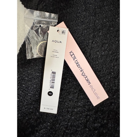 AQUA Tweed Jacket Black Career Button Front Blazer Cropped XS‎ - Picture 8 of 9